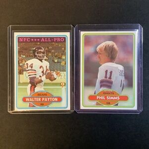 1980 Topps Football Star HOF Card Lot (2) Walter Payton Phil Simms RC